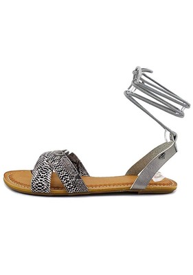 silver tie up sandals