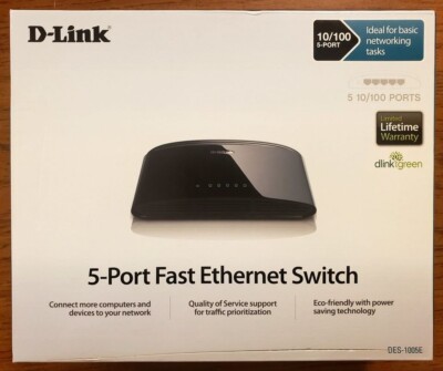 D-LINK (DES-1005E) 5-Port 10/100 Desktop Network Fast Ethernet Switch