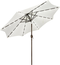 9 Ft LED Solar Patio Umbrella - Cream White Outdoor Market Umbrella