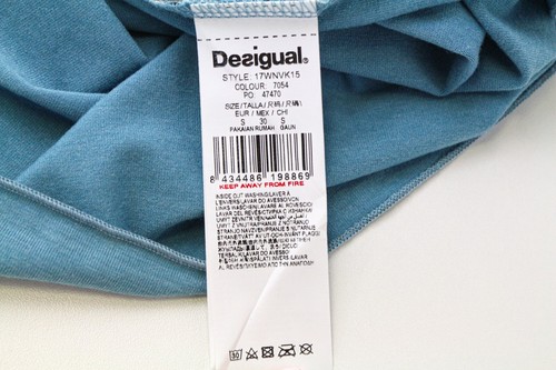 DESIGUAL Nightdress Womens Dress S Blue Slip Laced Pattern Lightweight Sleeveles - Picture 7 of 10