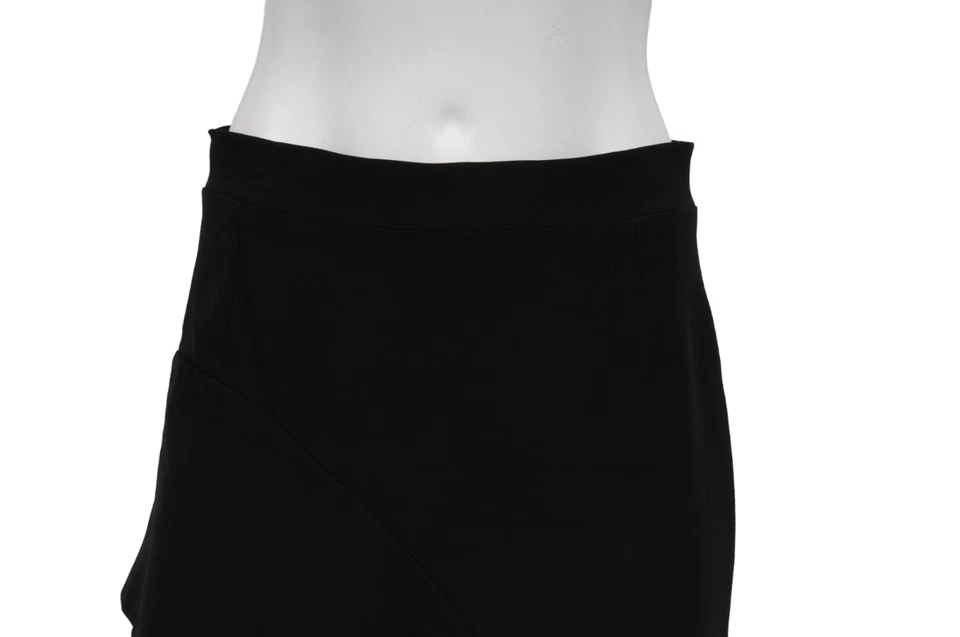 Saia Midi Assimétrica Feminina Givenchy IT 44 EUA 12 Preta Viscose Semi Transparente Babado - Imagem 3 de 4