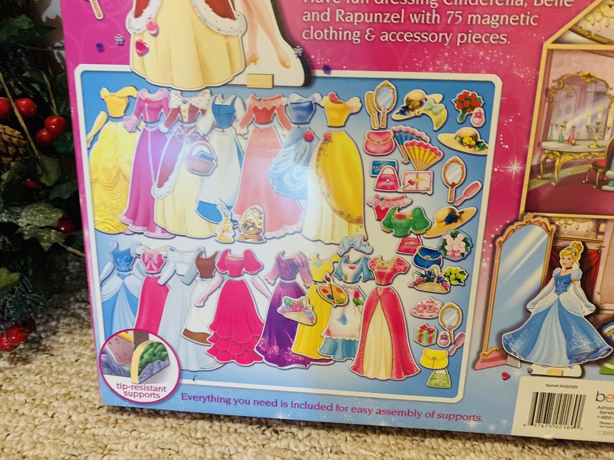 disney princess magnetic wooden dress up doll 75 pcs set Sleeping Beauty & Snow White Wooden Magnetic Dress-Up