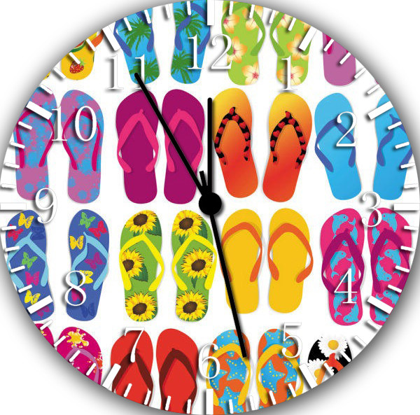 Flip Flops Frameless Borderless Wall Clock Nice For Gifts or Decor W189
