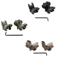 Black/Tan/Green Color Polymer Front and Rear Flip Up Back Up Sight Set