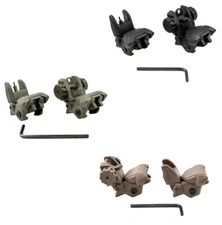 Black/Tan/Green Color Polymer Front and Rear Flip Up Back Up Sight Set