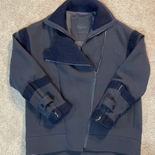 Euc Lacoste Women Size 42 Large Poly Wool Coat Blue Double Zip $750 New