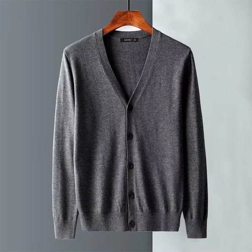 Cardigan uomo scollo V maglia maglione manica lunga bottoni caldo business pullover UK- - Foto 18 di 26