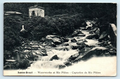 2 POSTKARTEN SANTOS BRASILIEN RIO PILOES WASSERWERK 