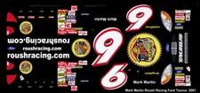  6 Mark Martin JR's Garage 2001 Taurus 1/25th - 1/24th Scale WATERSLIDE DECAL