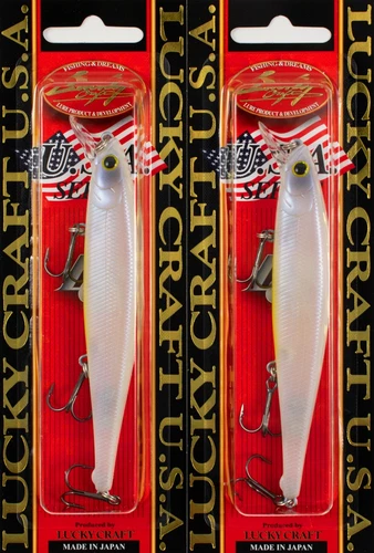 (LOT OF 2) LUCKY CRAFT FLASH POINTER 115 9/16OZ FPT115-445 FRENCH PEARL OB B6334