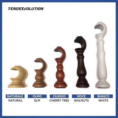 TENDAGGIMANIA Bastone Tenda Movimento A Corda, In Legno Diametro 35 Mm, Completo Di Tutti Gli Accessori Color Bianco 200 Cm 67999971