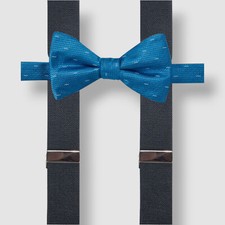 Alfani Men's Blue Stretch Suspender Bow Tie Set OS