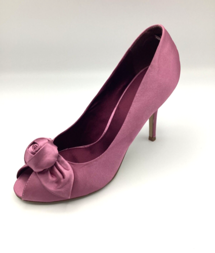Laura Ashley Womens Pink Satin High Heel Party Peep Toe Court Shoes Size 7 New - Afbeelding 1 van 10