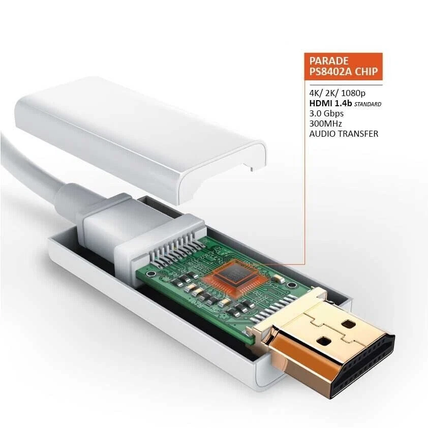 Mini DP HDMI DisplayPort auf HDMI Adapter Kabel 1,8 Meter für PC Mac FULL HD - Bild 3 von 4