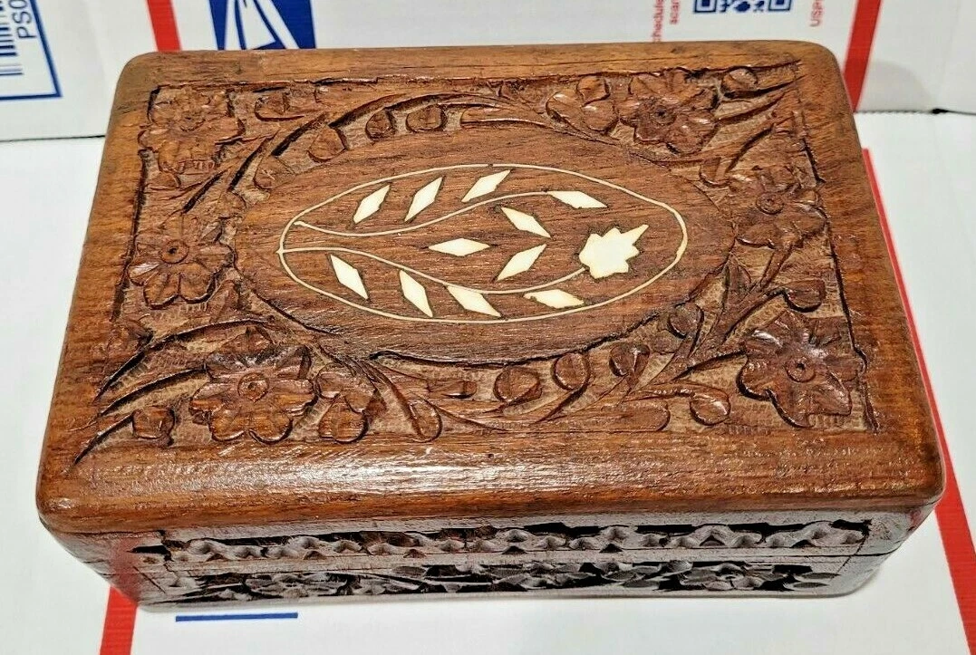 Carved sale wooden box