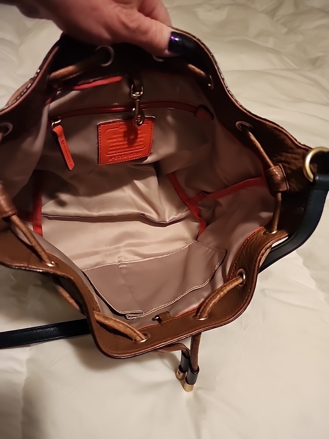Coach Stringer Bag Vintage 25305 Coach Brown Leather Draw String Shoulde… - Gem