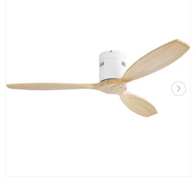 Sofucor 52  Indoor/Outdoor Flush Mount White Ceiling Fan without Light, with .