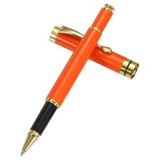 Luxury Metal Rollerball Pen, 0.5mm Black Ink for Men, Orange