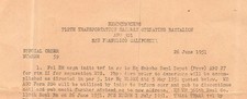 712th Railway Transporation Battalion Separation/Rotation order list 50 men 1951