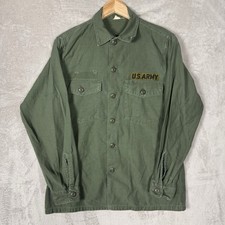 Vtg 1966 US Army OG-107 Type III Utility Shirt Cotton Twill Vietnam Sateen Green
