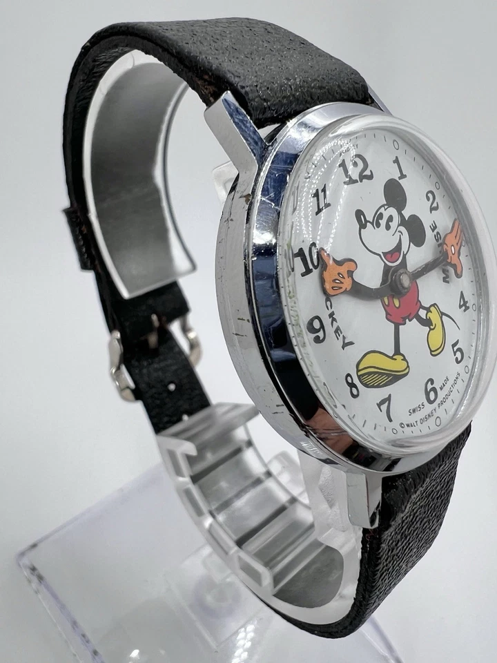 Reloj Mecánico Bradley Vintage Raro Años 70 Fat Boy Mickey Mouse Manecillas Naranja Foto 4 de 4