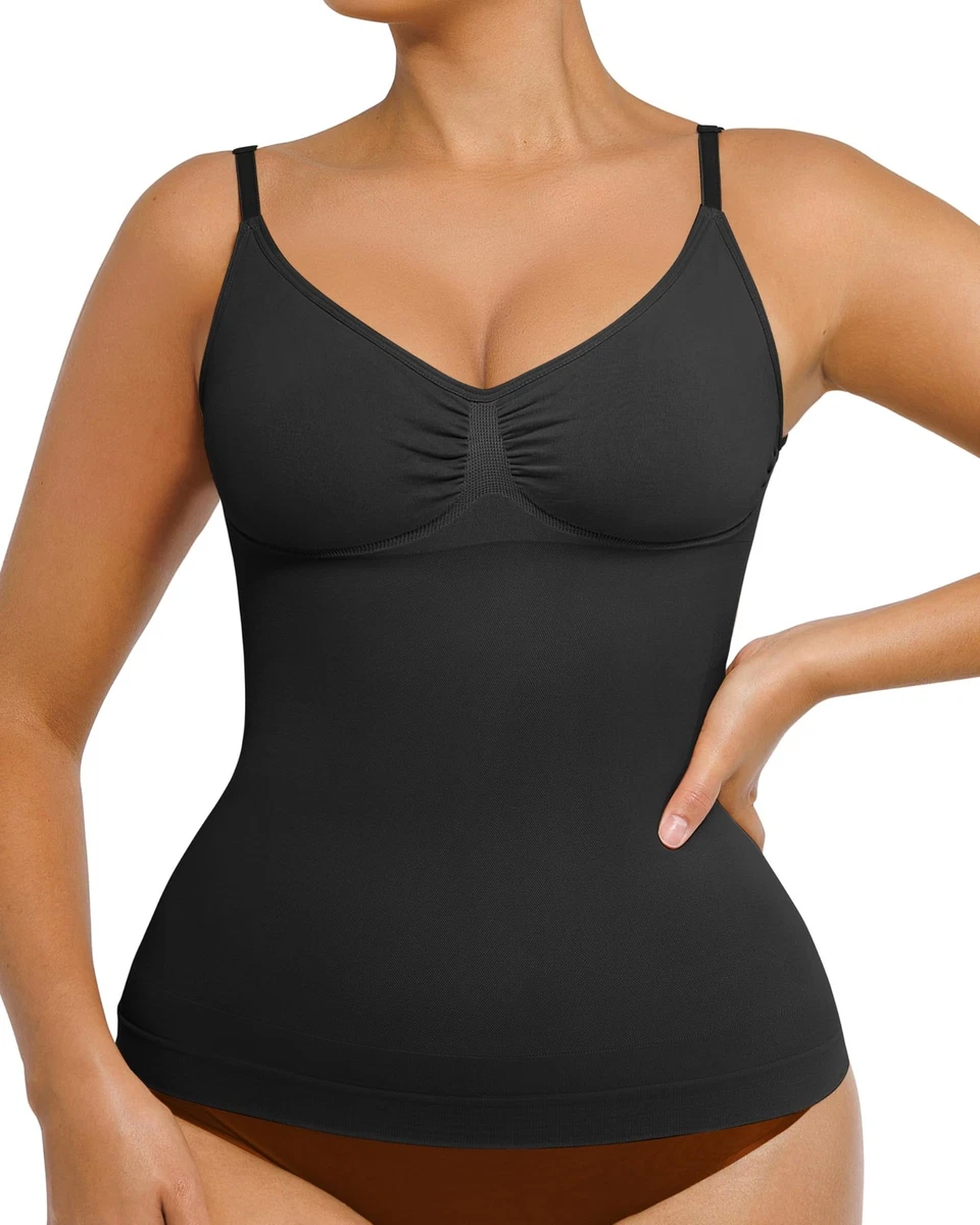 Seamless Compression Tank Top Shapewear with Built-in Bra – Black Medium