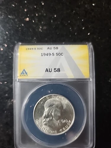 1949-S 50C ANACS AU 58 Franklin Half Dollar.
