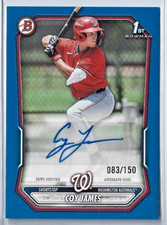 COY JAMES 2026 BOWMAN BASEBALL 1ST BOWMAN PAPER BLUE AUTO #d 83/150 NATIONALS