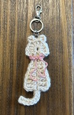Crochet Bag Charm Key Chain Cat Handmade