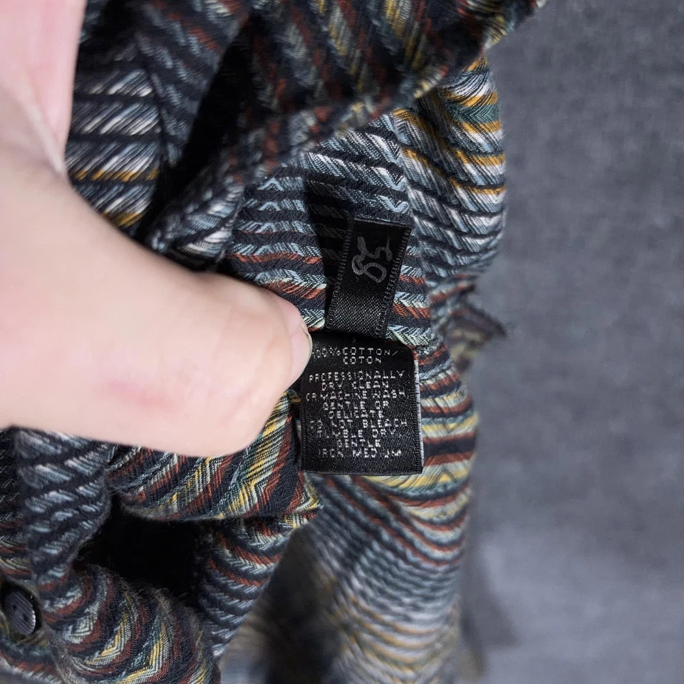 Jhane Barnes Shirt Mens Large Multicolor Geometric Stripe Button Long Sleeve - Image 4 of 4