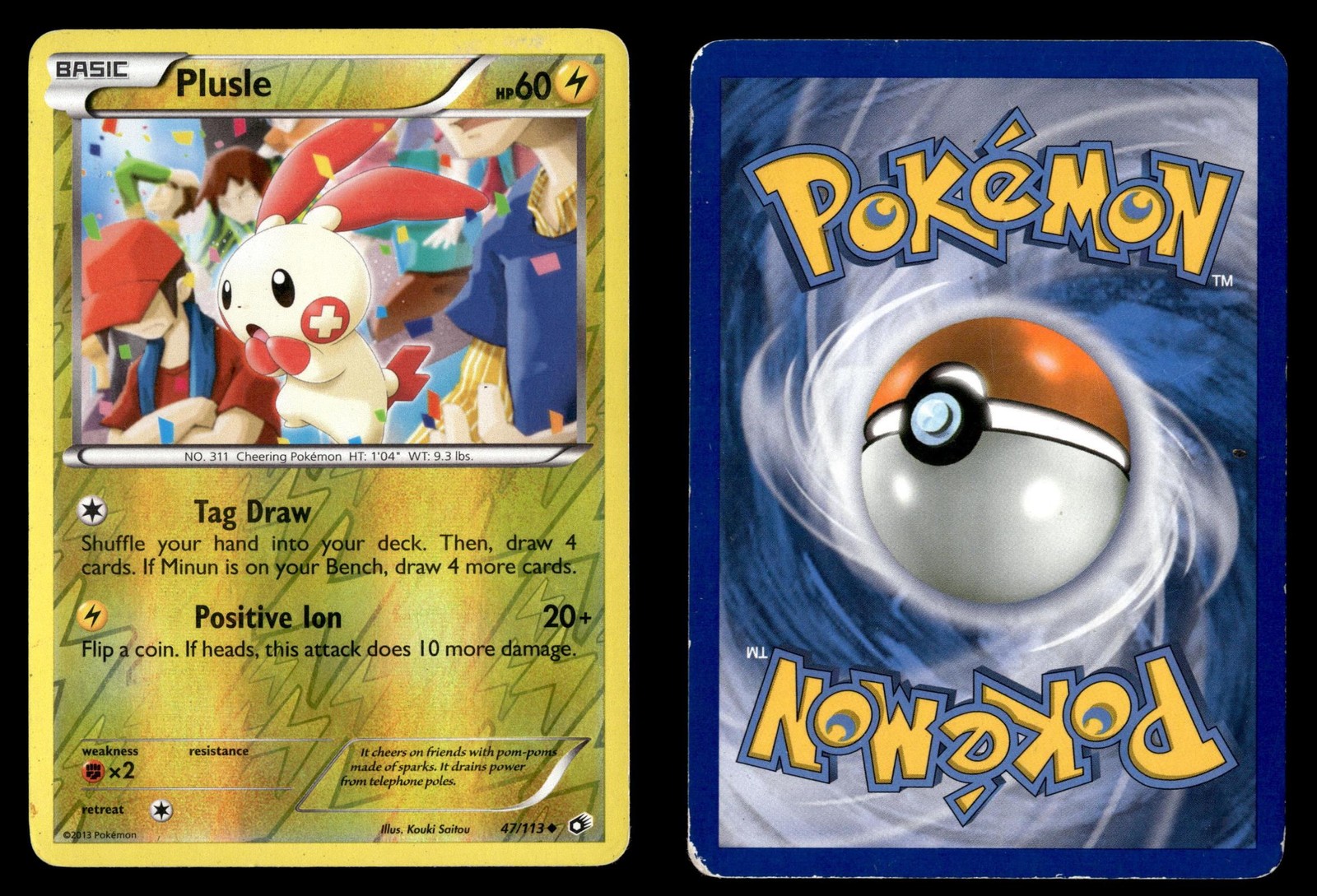 Plusle 47/113 Reverse Holo Uncommon Legendary Treasures Pokemon Card