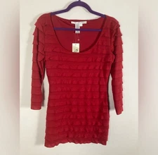 Max Studio Tunic Top Ruffle Tiered Medium Cocktail Holiday NWT