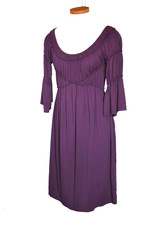 MAX STUSIO Viscose Spandex 3/4 Sleeve Purple Women's Boho Dress Marie Sleeve M