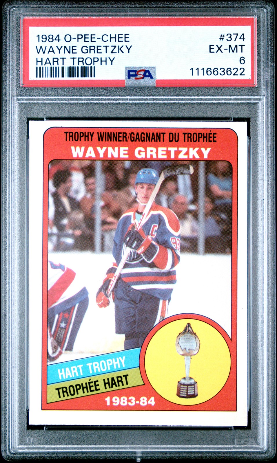 1984 O-PEE-CHEE HART TROPHY #374 WAYNE GRETZKY PSA 6 view 1