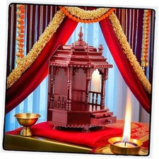 Premium Hand Made Wooden Temple | Wooden Indian Mandir | Sheesham Dark Varnish