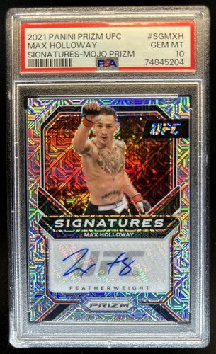 2021 Panini Prizm UFC Max Holloway Signatures Mojo Prizm Auto #/25 PSA 10