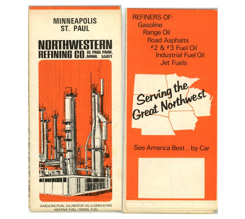Vintage 1969 Minneapolis & St. Paul, Minnesota Road Map – Northwestern Refining
