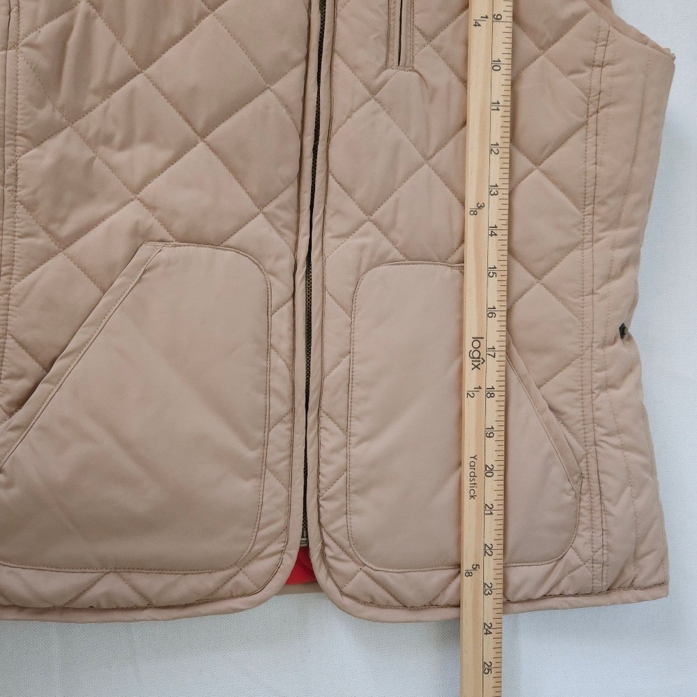 Lauren Ralph Lauren Reversible Quilted Vest Red Tan Womens S Equestrian Out
