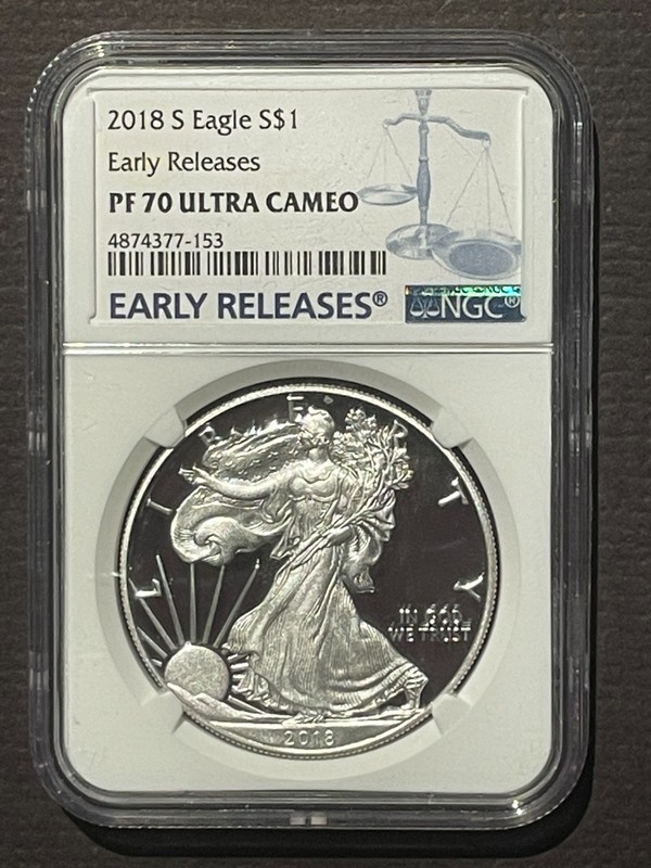 2018-S $1 SILVER AMERICAN EAGLE NGC PF70 Early Releases : 07381