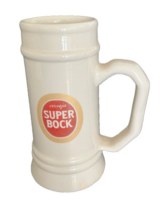 Vintage SUPER BOCK Cerveja Bierkrug 97 Keramik Steingut Stein Portugal Barware