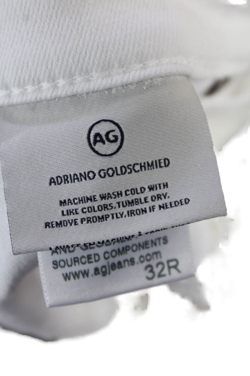 AG Adriano Goldschmied Womens Cotton Mid Rise Straight Leg Jeans White Size 32 thumbnail 5