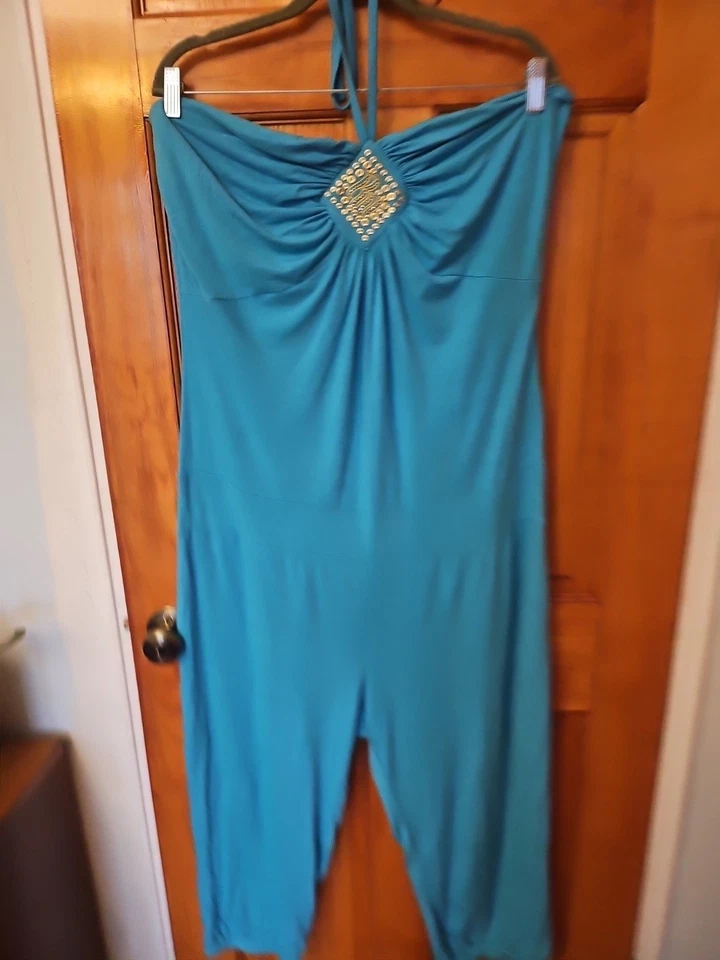 Rocawear Women Summer Pants Casual Lounge Blue Stretch Beach Trousers Size 1X  - Image 2 of 4