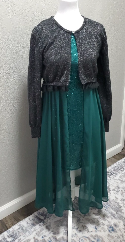 Niñas Jóvenes Fiesta/Vacaciones Vestido Verde Grace Karin Talla 14 Foto 3 de 4