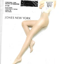 New Jones New York Control Top Sandal Toe Pantyhose, Size C/D, Black