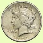 1921 Peace Silver Dollar $1 | Key Date - Fine+ Details, Cleaned   *560