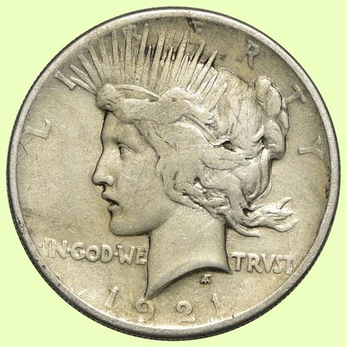 1921 Peace Silver Dollar $1 | Key Date - Fine+ Details, Cleaned   *560
