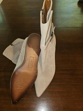 Franco Sarto Emina Ankle Bootie with Wedge Heel Beige Size  8 1/2