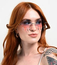 ENTHYI ENTHYI Cloud lightning Sunglasses Rimless Glasses Party Pink/Blue 