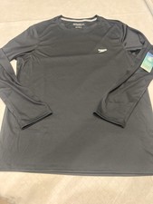 Speedo Men's Long Sleeve Rash Guard Black Turbo Dri UPF 50, Medium