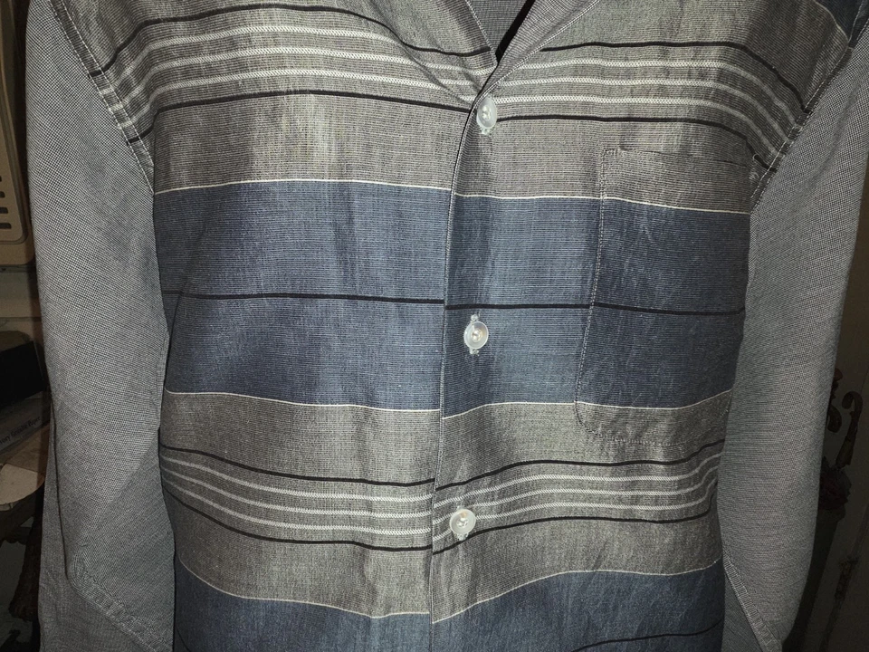 auténtica camisa retro vintage manga larga M seda y algodón Foto 3 de 4